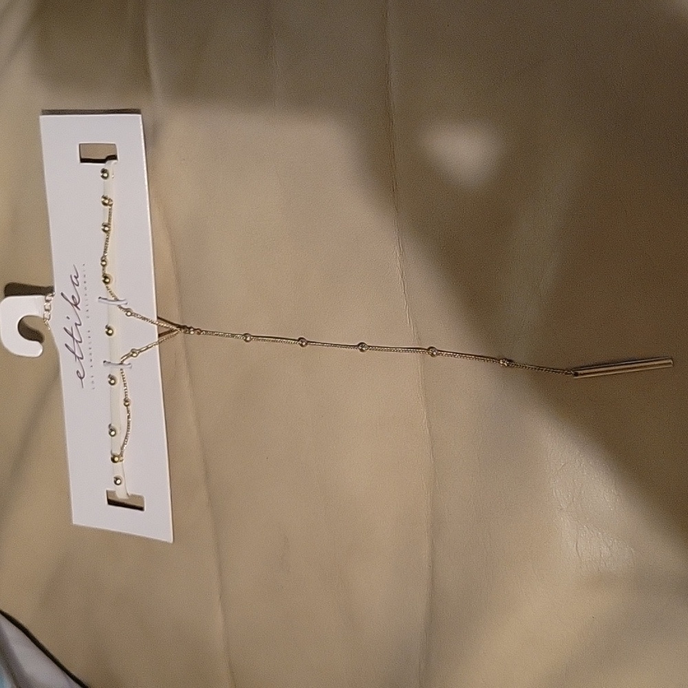 NWT Revolve ETK-Ettika 18kt Gold Plated Vegan White Suede Layer Choker Necklace